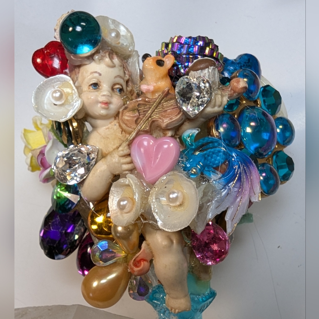 Wendy Gell Bracelet Cherub Playing Violin,Little Mouse Jewels Pearls